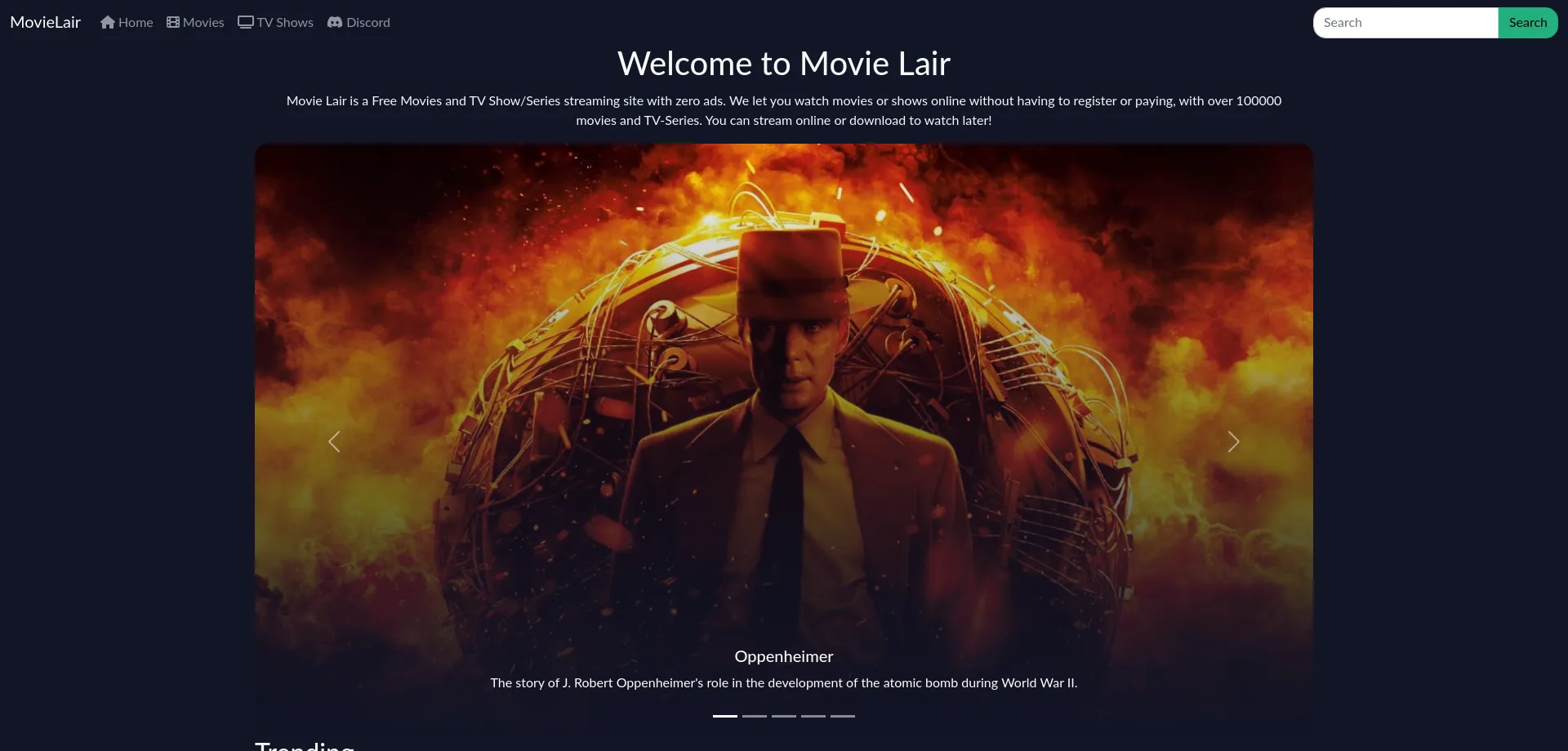 Trending movies and TV shows available on Movielair